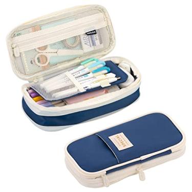 Imagem de iSuperb Estojo Dobrável Com Zíper, Grande Capacidade, Bolsa De Lona Estética, Para Canetas Crianças, Meninos, Meninas, Estudantes, Material Escolar, Compartimentos, Bolsas Maquiagem, Organizadores P