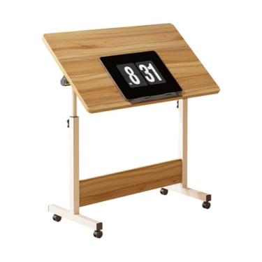 Imagem de dainslef Mesa de pé de altura ajustável, mesa móvel dobrável com rodas, computador portátil, portátil, estações de trabalho para escritórios domésticos