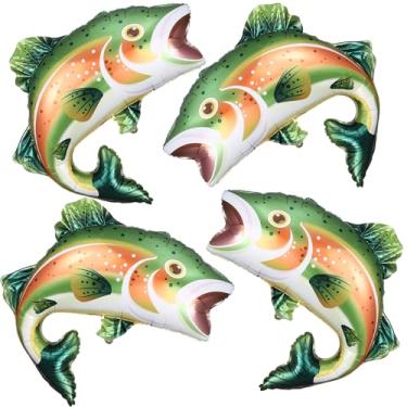 Imagem de Balões de peixe de truta arco-íris, 4 peças, balões de folha de pesca de 68,5 cm para O-fishally, um tema de pesca, chá de bebê, chá de bebê, decoração de festa do dia dos pais