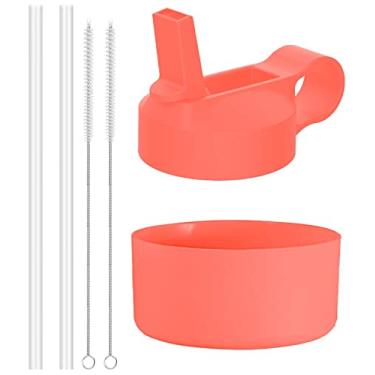 Imagem de The Mass Tampa de canudo e bota para garrafa de água de boca larga Hydro Flask e outras marcas (serve para boca larga 32/1,134 g, hibisco)