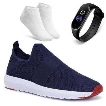 Imagem de Kit Tênis Meia Unissex Macio Ortopédico Para Caminhada Corrida + Relóg