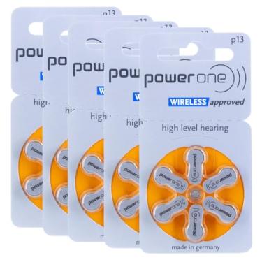 Imagem de Baterias Auditivas Power One A13 (Tamanho 13 / PR48) - Kit Econômico com 5 Cartelas (30 Pilhas Total) Longa Duração - Sem Mercúrio