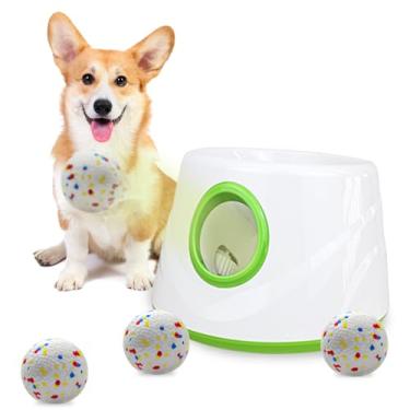 Imagem de SOCO Lançador automático de bolas para cães – 3 configurações de distância (20/35/50 pés) com bolas de tênis ETPU de 5,6 cm | Brinquedo para cães interno/externo | 4 bolas e carga rápida incluídas