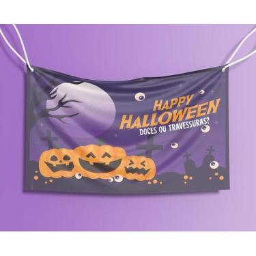 Imagem de Bandeira Decorativa Doces ou Travessuras Halloween 80cmx140cm Tecido O