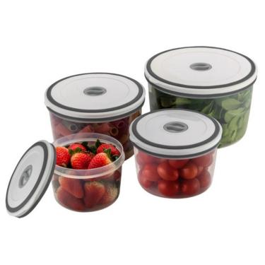 Imagem de Conjunto De Potes Herméticos Redondos Electrolux Branco-cinza-transparente