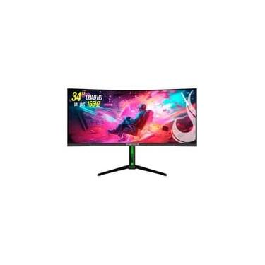 Imagem de Monitor Gamer Curvo Rise Mode 34", QHD, 165hz, 1ms, VA, Preto, DisplayPort e HDMI, sRGB 110%, Ajuste altura - RM-MOG-34C1652K-B