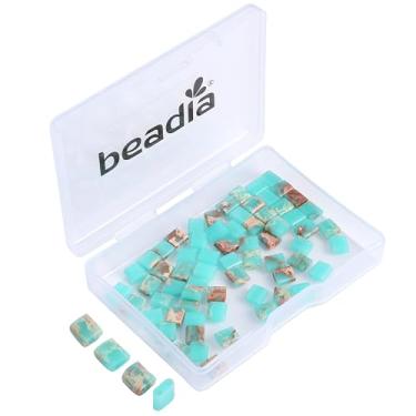 Imagem de Beadia Contas Tila de pedra jaspe imperial azul 5 x 5 mm contas espaçadoras quadradas de 2 furos para pulseira faça você mesmo brincos 38 cm/fio