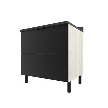 Imagem de Balcão Duplo Bartira Rubi com 2 Gavetões e 80,1cm de Largura – Freixo/Preto Poah