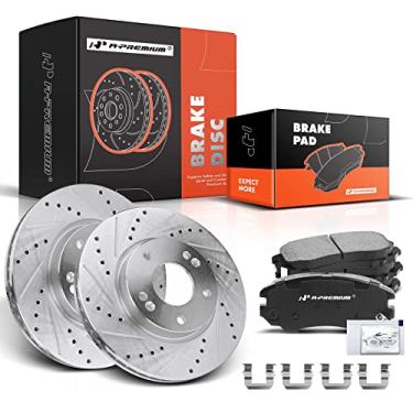 Imagem de A-Premium Rotores De Freio A Disco Dianteiros Perfurados E Ranhurados 11,02 Pol. (280 Mm) + Kit Pastilhas Cerâmica Compatíveis Com Modelos Hyundai Kia Selecionados - Para Sportage/Sonata 05-10, Mage