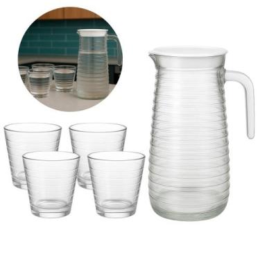 Imagem de Conjunto Copos 200ml Com Jarra 800ml Vidro Transparente Resistente - D
