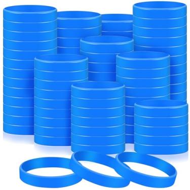 Imagem de Liliful Pulseiras de silicone em branco com 200 peças – Pulseiras elásticas a granel para adultos, adequadas para eventos de equipe, festas e meias (20 x 1,3 cm, azul)