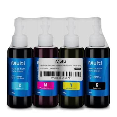 Imagem de Refil De Tinta Multilaser Epson 100ml Kit Com 4
