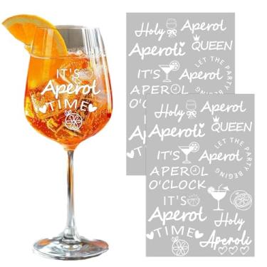 Imagem de Adesivos personalizados Apero Glass Rub-On – Conjunto de 14 adesivos brancos de vidro Apero Spray, frases Sagradas Aperoli – Presente para amantes de Aperol
