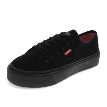 Imagem de Levi's Tênis feminino Dakota CVS sarja cano baixo casual com cadarço, Preto monocromático, 36