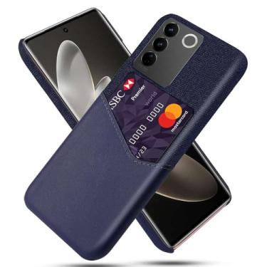 Imagem de Capa para Vivo S16,Anti-deslizamento,Proteção contra quedas de 360°,Resistência à impressão digital,Tela e caso de couro PU com 1 slot de cartão atrás-Blue