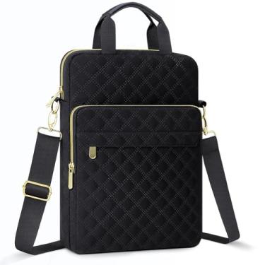 Imagem de Bolsa de transporte para laptop e tablet serve para MacBook Pro de 14 polegadas M5 M4 M3 M2 M1/34.5 cm MacBook air M4 M3 M2/13 polegadas iPad Pro M4 Air M3/iPad de 12,9 polegadas com teclado, preto