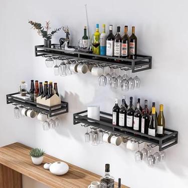 Imagem de Rack De Pendurar Na Parede, Expositor De Taças 60/80/100cm, Suporte De Taças De Metal, Cabide De Armazenamento De Copos, Para Cozinha, Sala De Jantar, Despensa, Black, 60cmx20cmx8.5cm