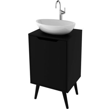 Imagem de Gabinete para Banheiro 45 cm Cuba Redonda 1 Porta Retrô