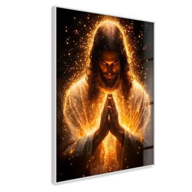 Imagem de Quadro Decorativo Jesus Cristo Oração Espiritual Brilho Decoração Igre