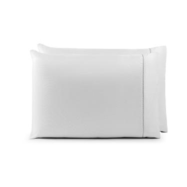 Imagem de Par de Fronhas 70cm x 50cm 2 Peças Laura  Toque Percal 200 Fios 100% Poliéster - Branco