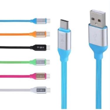 Imagem de Kit 5 Cabo Dados Emborrachado 1m USBC TIPO C Varias Cores Compativel M