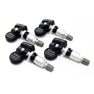 Imagem de Conjunto de 4 sensores de pressão de pneu Veritek MX001 433mhz TPMS para substituição para BMW OE Peça 36236781847 36236798726 E60 E90 E92 com hastes de válvula de alumínio prata