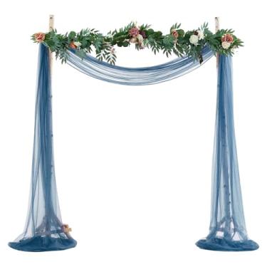 Imagem de BOYOUTH Cortinas de voile transparente para casamento, cortina de tule longo de tule para festas de aniversário, cerimônias, recepção, palco, decoração, azul-marinho, 150 x 500 cm, 1 painel