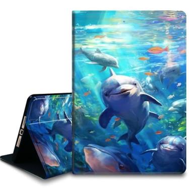 Imagem de Bxgolkgd Capa para tablet para iPad Pro de 13 polegadas, iPad 7ª geração 2024, capa com suporte à prova de choque com dissipação de calor, função despertar/hibernar automática, golfinho fofo