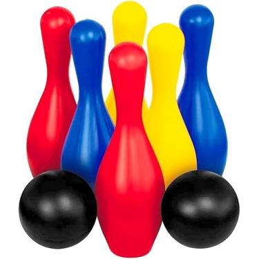 Imagem de Jogo de Boliche Infantil em Plástico com 6 Pinos e 2 Bolas – Diversão Saudável para Crianças e Família