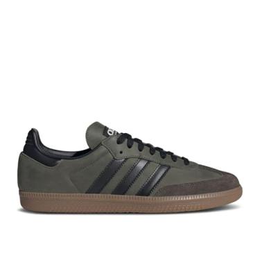 Imagem de adidas Originals Tênis de futebol masculino Samba, Base verde/núcleo preto/marrom deserto, 41