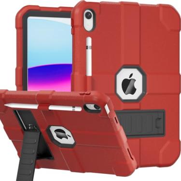 Imagem de Stweap Capa para iPad (A16) 11ª geração 11 polegadas 2025/iPad 10ª geração 10,9 polegadas 2022, capa protetora resistente [suporte de lápis embutido] para iPad 11/10 geração (vermelho)