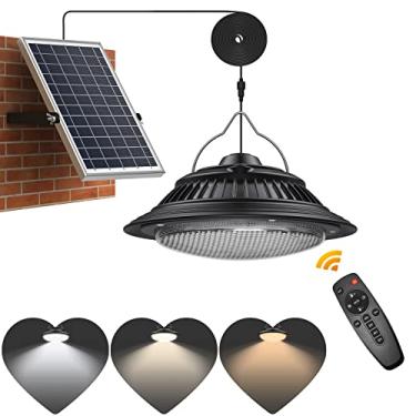 Imagem de SunBonar Luzes pendentes solares - luz solar para galpão interno/externo, diurno e noturno 3200K/4000K/6000K com interruptor liga/desliga e controle remoto, luzes de lustre suspensas reguláveis para