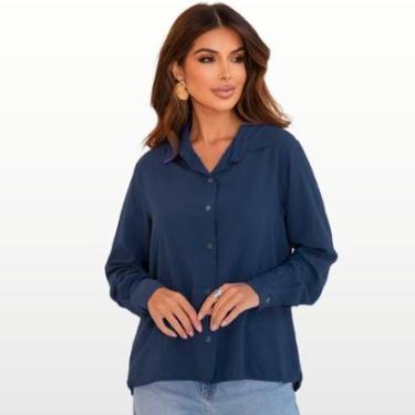 Imagem de Camisas Femininas Social Blusa Manga Longa Moda Feminina Lançamento-Feminino