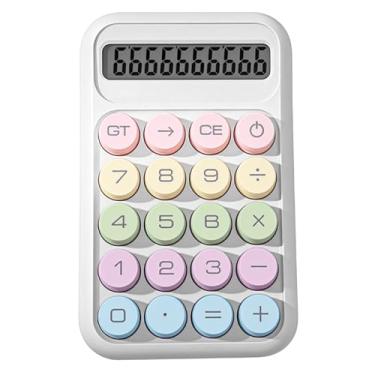 Imagem de Calculadora de interruptor mecânico com tela LCD grande de 10 dígitos, calculadora básica com botão grande, almofada antiderrapante, cálculo preciso para mesa de escritório, casa, escola - branca