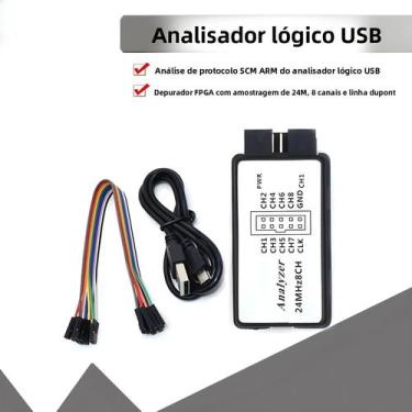 Imagem de Analisador Lógico USB De 8 Canais 24MHz 24M/segundo Depurador Para Cir