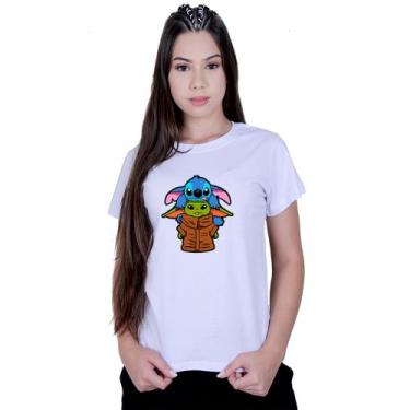 Imagem de Camiseta Baby Look Feminina Lilo Stitch yoda Star Wars - Lafre, Branco