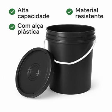 Imagem de Balde Plástico Industrial 20 L Tampa Hermético Impermeavel Casa Alça A