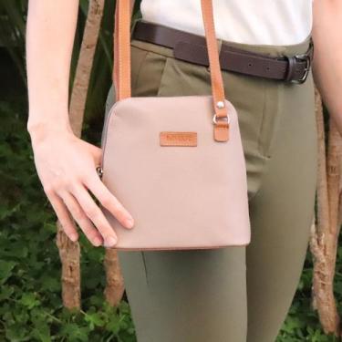 Imagem de Bolsa Feminina Transversal Mini Couro Legítimo - BELLVOLPE, Bege
