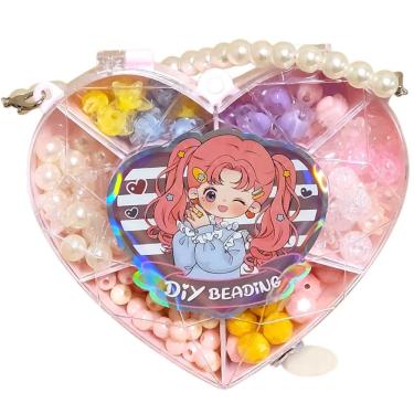 Imagem de Kit Miçangas Porta Bijuteria Biju Coração 90 Peças Kit Pulseiras Infantil - Toys Import J24582