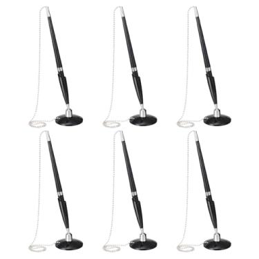 Imagem de PATIKIL Caneta segura com corrente e suporte de caneta adesiva, caneta de balcão de recepção com suporte de caneta de segurança para escritório, banco e entrada de hotel, preta