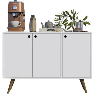 Imagem de Aparador Móveis para Cozinha e Café Buffet Armario Multiuso Cozinha Real Cantinho do Café Sala Balcão Multiuso Decoração Moderno 90cm Rack (Branco)