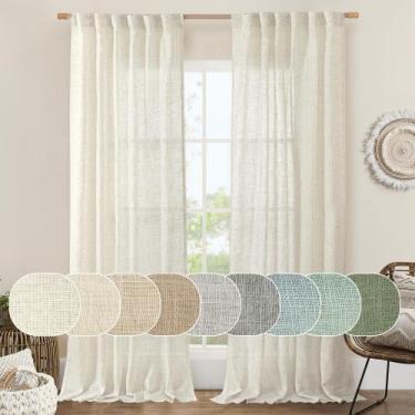 Imagem de Cortinas LAMIT Linen 2 painéis 52x270cm Cream Ivory para sala de estar