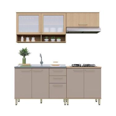 Imagem de Cozinha Compacta 100% Mdf 4 Pçs Duna Luciane Móveis Freijó/Cinammon - 