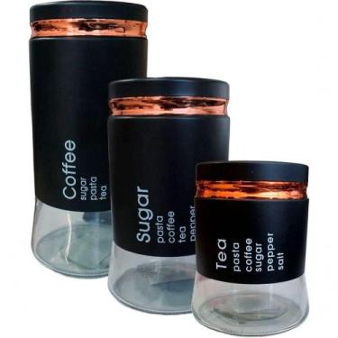 Imagem de Kit 3 Potes Hermético Tea Sugar Coffee Pequeno Médio Grande - OUTRAS M