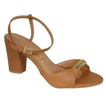 Imagem de Sandália Vizzano Feminina Salto Médio Grosso 6262.1031, Camel, 36