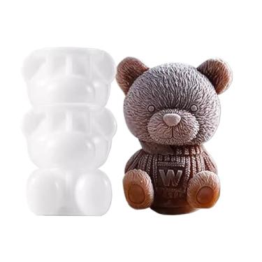 Imagem de Bandejas de gelo 3D de ursinho de pelúcia, molde de urso de gelo para bebidas, café, uísque, coquetéis, bourbon e suco caseiro, moldes de silicone reutilizáveis para velas de sabão de chocolate e