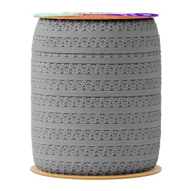 Imagem de Mandala Crafts Rolo de acabamento elástico macio de renda elástica carvão – 1 polegada de largura fita picot elástica com babados para costura de lingerie, tiaras, roupas íntimas e artesanato