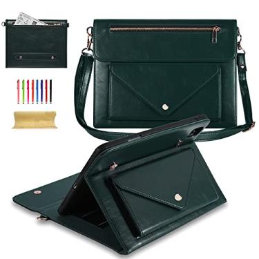 Imagem de Dteck Capa fólio para tablet iPad Pro de 11 polegadas M4 2024, design de pasta, suporte para lápis embutido, suporte, compartimentos para cartões, bolsos com zíper, capa protetora à prova de choque de