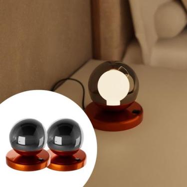 Imagem de Kit 2 Abajur Luminárias De Mesa Moderno dama Alumínio com Globo vidro 