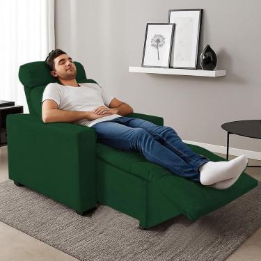 Imagem de Poltrona Cadeira Do Papai E Mamãe Reclinável Retrátil Para Sala De Descanso Madri Verde